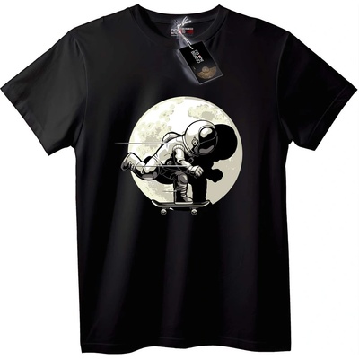 NOONEBRAND Тениска Астронавт Скейтборд Луна - XS, Black