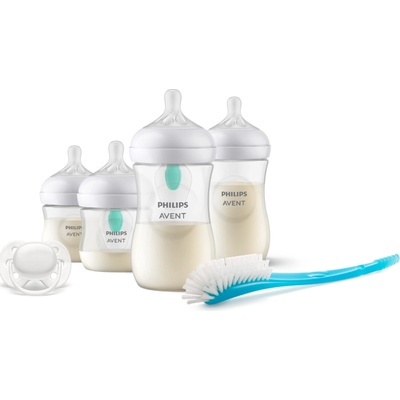 Philips Avent novorozencká štartovacia sada AirFree fľaše PP polopriehľadná +cumlík+ventil+kefa 1x1 set 125 ml+ 2 ks 260 ml