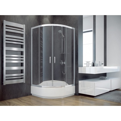 t MODERN 165 90x90x165 cm čtvrtkruhový čirý chrom BCMD90CTVRT65CC