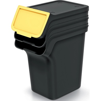 Prosperplast Sada 3 odpadkových košů STACKBOXER Q 3 x 20 L černá
