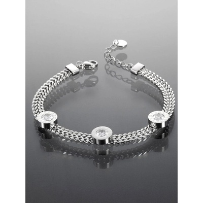 Prosperk náramek z chirurgické oceli s krystalky stříbrná S0574