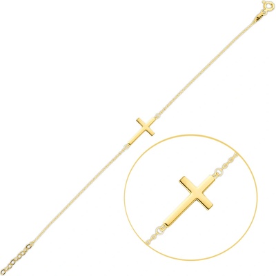 MINET Zlatý náramek s ležatým křížkem Au 585/1000