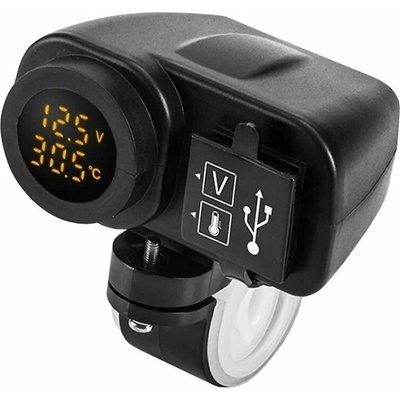 Mobilly nabíjačka s monitorom napätia a teplomerom na riadidlách, 2xUSB, QC3.0 36W rýchle nabíjanie XXX