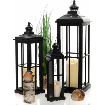 Drevený lampáš MSL3204BLACK - 57 cm