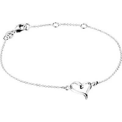 Šperky Eshop Stříbrný řetízek na ruku s prohnutou linií srdce AB7.06