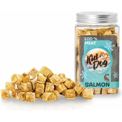KIDDOG Super Premium 100% freeze dried SALMON CUBES čisté mäso z lososa sušené mrazem 80 g