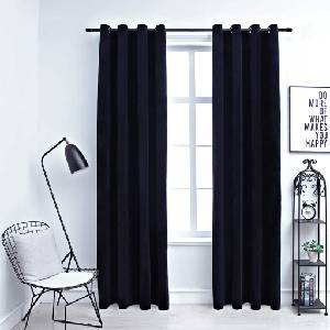 Pure Line Home Кадифени завеси в цвят черен с метални халки, 2 бр. , 140 x 245 см - zalegloto - 76,08 лв