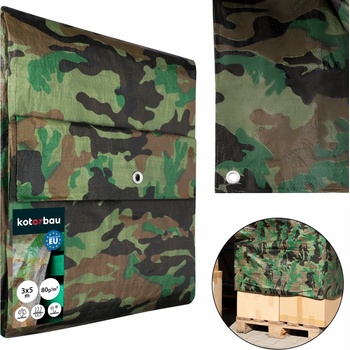 Tarpaulin plachta Khaki 3x5 m, 80 g/m, zakrývacia, oliva/kamufláž