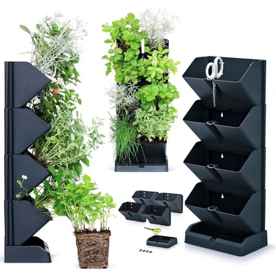 Prosperplast MINI CASCADE IO1W200S433 Vertikální květináče s nůžkami na bylinky antracit