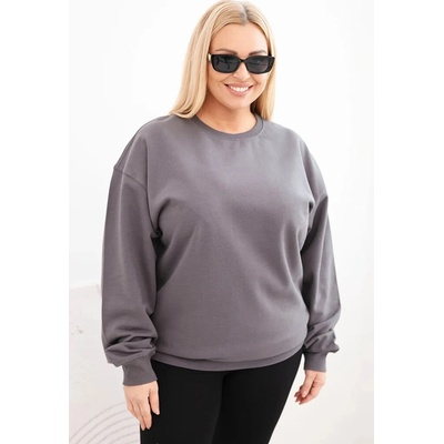 Kesi Dámska mikina s kruhovým dizajnom Plus Size bavlnená basic s okrúhlym výstrihom modrá tmavo