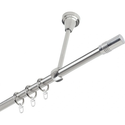 OK-GarnýžeCZ Garnýž kovová jednořadá 19mm Cylinder nerez 210 cm do stropu / kroužky s háčkem