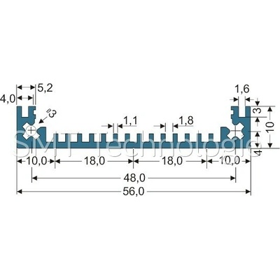 Hliníkový profil EG2, krabicový, přírodně eloxovaný, 1000 mm - 171101010036