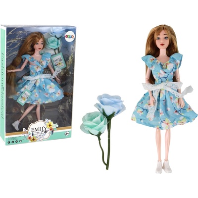 Lean Toys Emily v modrých šatách s kvetmi