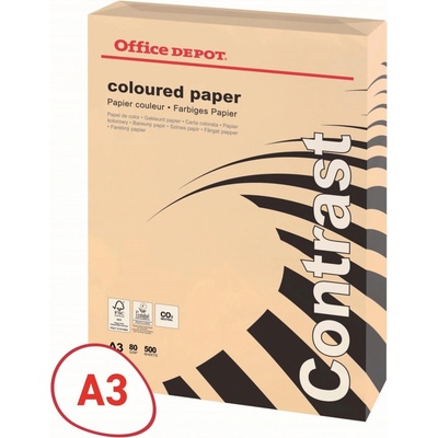 Barevný papír Office Depot Contrast A3 lososová 80 g 500 listů