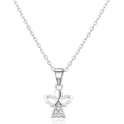 Beneto Strieborný náhrdelník so zirkónmi anjelik AGS664 / 47L