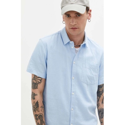Solid plátěná košile regular s klasickým límcem 21106381.154030 modrá