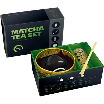 Matcha Tea Matcha Set chawan miska + chashaku lžička + Matcha Tea Chasen bambusová metlička pro přípravu nápoje 1 ks