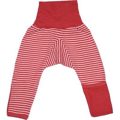 Cosilana Rostoucí kalhoty z merino vlny a hedvábí s přehrnutím červený pruh