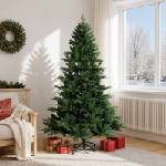 vidaXL Изкуствено коледно дърво с хингед 180 см PVC и метал Зелено (42055529)