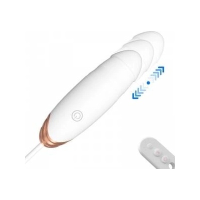 B - Series Fox Wibrujące Silikonowe Jajko Miłości USB 7 funkcji wibracji i pchnięć / Pilot zdalnego sterowania Biały