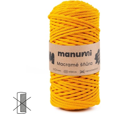 Manumi Macramé šňůra 3mm žlutá - 1 ks