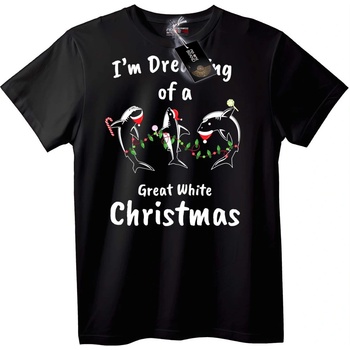 NOONEBRAND Тениска Голяма Бяла Коледна Акула - 7XL, Black
