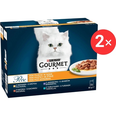 Gourmet Perle morka kačica jahňacie tuniak v šťave 24 x 85 g