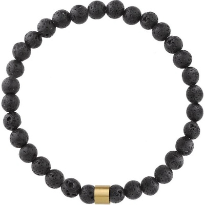 Manoki Korálkový náramek Jerome Gold lávový kámen X-BA903G/21 Černá