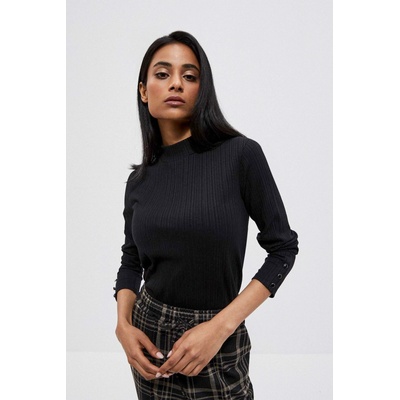 Moodo Черна ребрена тениска с дълъг ръкав Moodo | Cheren | ЖЕНИ | XS