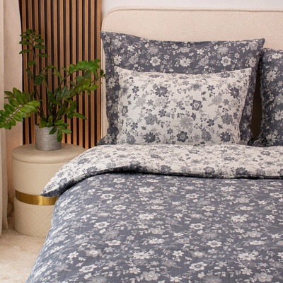 Takoy Obliečky 140x220 tkaný mušelín luxury mini kvety šedomodré Elia-HT-00856 140x220 70x90
