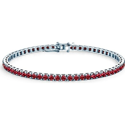 SAVICKI Tenisový náramok Luminy 3,0 mm biele zlato, rubíny SAV-B-TENIS-15CM-30SZ-20K-585-RUB-B