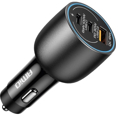Nabíječka do auta 2x USB C port + USB A port 12/24V 100W AMIO-04371 – Zbozi.Blesk.cz