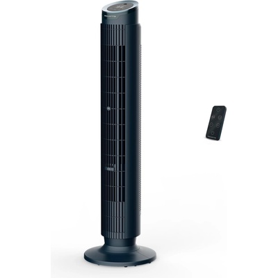 Rowenta Eole Silence Force Tower Fan, Powerful, Silent Mode, 12 Speed Levels, 5 Automatic Modes, Timer, 60-90° Panning, Remote Control, Dust Cover, Blue, VU7050F0