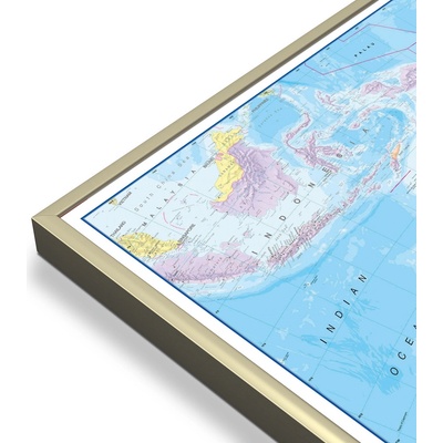 Maps International Austrálie a Oceánie - nástěnná politická mapa 120 x 100 cm Varianta: mapa v hliníkovém rámu, Provedení: zlatý matný rám