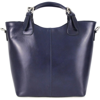 Velká kožená dámská shopper kabelka modrá