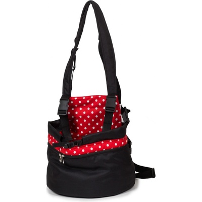 Iridog 2v1 Zippy 4 Batoh na psa černý s červeným puntíkem 34 x 44 x 26 cm