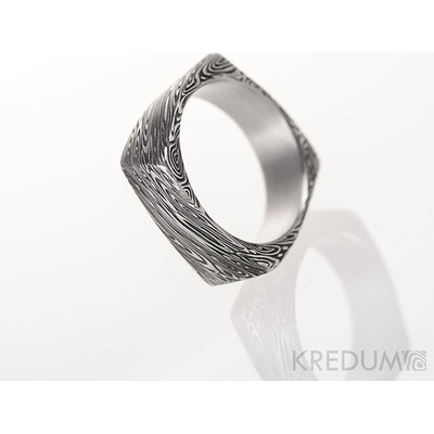 Kumali voda snubní prsten z oceli damasteel S1371