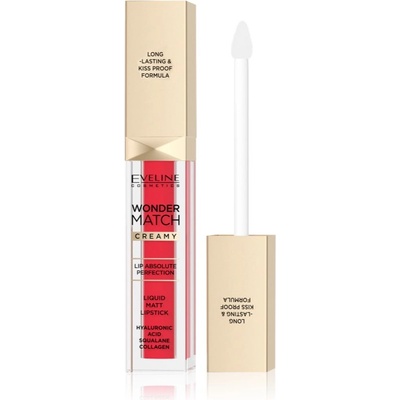 Eveline Cosmetics Wonder Match дълготрайно матово течно червило с хиалуронова киселина цвят 06 Classic Red 6.8ml