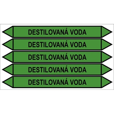 Značení potrubí, destilovaná voda, 5 ks, 242 × 26 mm PZG 009095