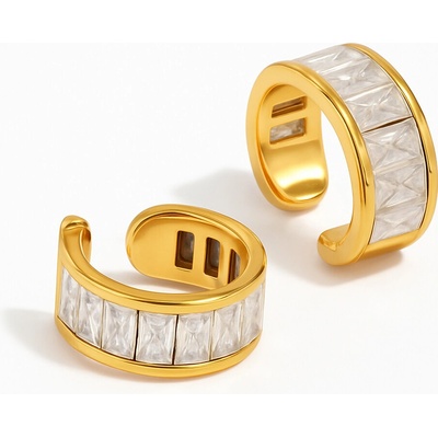 SARINES Zlatý earcuff s čirými zirkony, 1 ks S1143