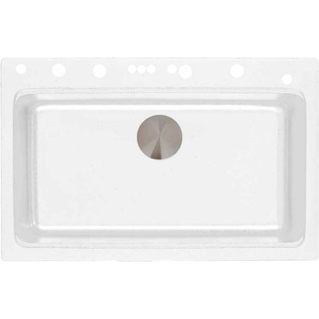 Inter Ceramic Кухненска мивка 8276 WHITE, Inter Ceramic, гранит, едно корито, със сифон, 76x23х48.5см (8276 WHITE)