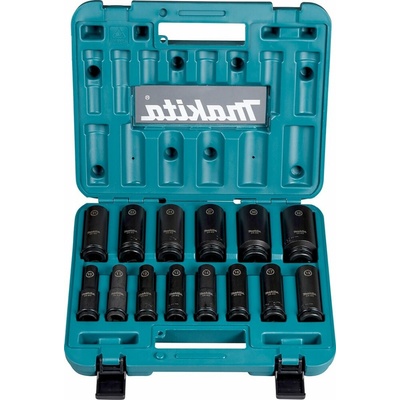 MAKITA E-16586 súprava nástrčných hlavíc 1/2", Impact BLACK, 10-32mm, priemyslové predĺžené, kufrík