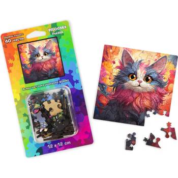 WoodMix Puzzles Дървен пъзел WoodMix, Котки, 40 части - Китайски Ли Хуа (WM-P40-0010)