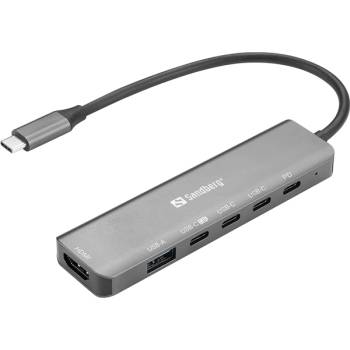 Sandberg USB-C 6-в-1 MediaDock, 6xUSB/1xHDMI 136-77 (136-77)