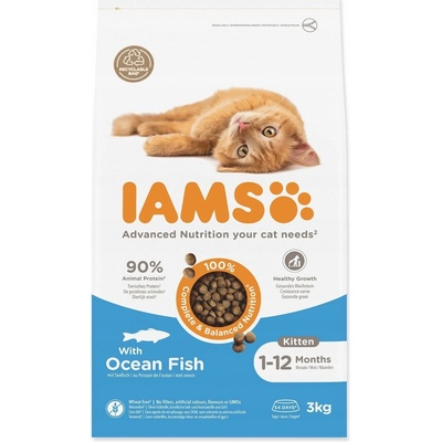 Iams for Vitality Kitten s mořskou rybou 3 kg