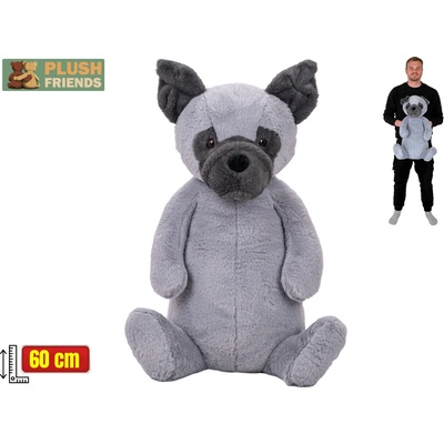 Mikro trading Plush Friends - Pes plyšový sediaci - 60 cm - sivá