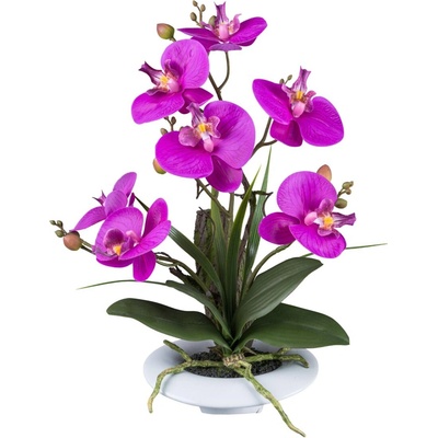 Umelá Orchidea fialová v miske, 41cm