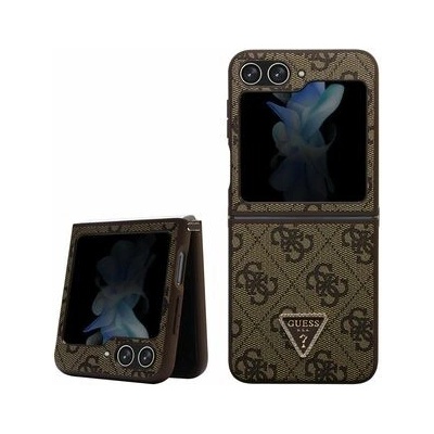 Guess 4G PU Leather Triangle Samsung Galaxy Z Flip 5 Hnedé