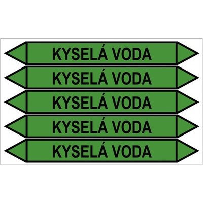 Značení potrubí, kyselá voda, 5 ks, 212 × 26 mm PZG 008699