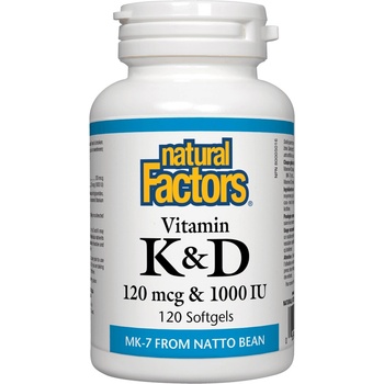 Natural Factors Vitamin K2 + Vitamin D3, 120 капсули, Natural Factors